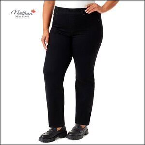 Pull-On High Rise Straight Leg Jeans with Elastic Waist